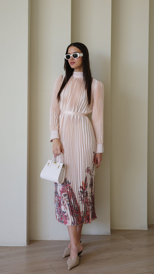 שמלת מידי פליסה קנדרה | ורוד