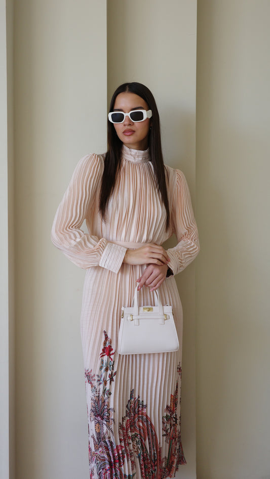 שמלת מידי פליסה קנדרה | ורוד