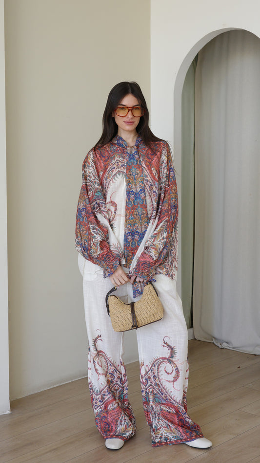 חליפת מכנס עניבה סאן סיטי | שמנת/חמרה