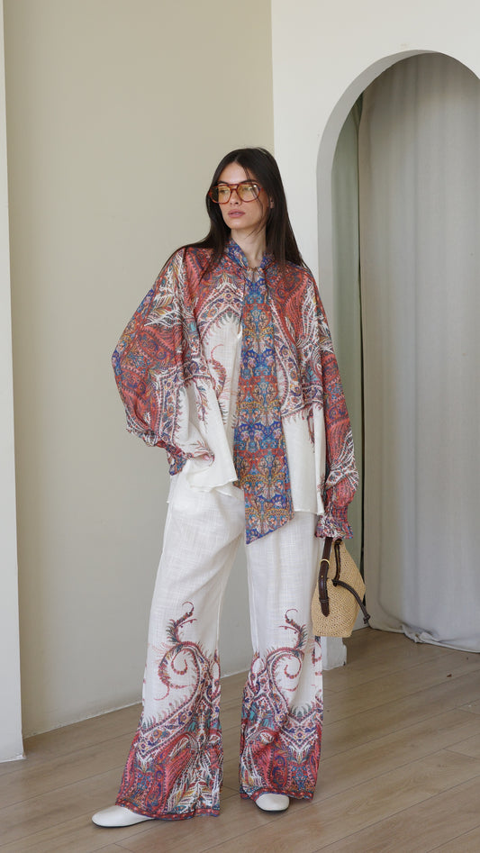 חליפת מכנס עניבה סאן סיטי | שמנת/חמרה