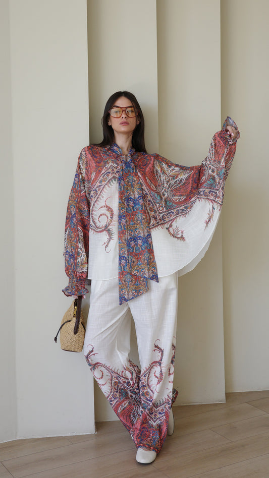 חליפת מכנס עניבה סאן סיטי | שמנת/חמרה