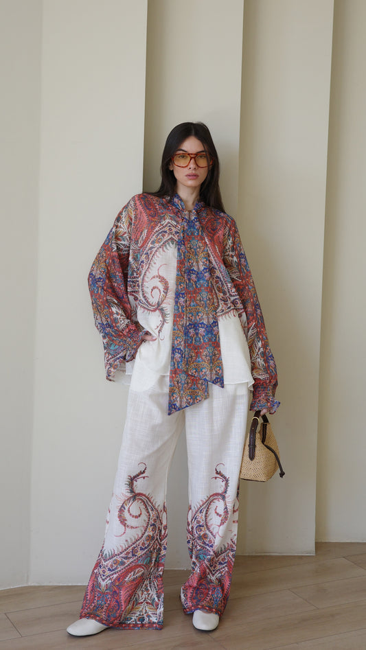 חליפת מכנס עניבה סאן סיטי | שמנת/חמרה