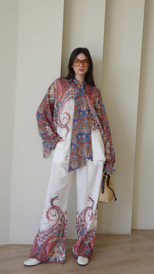 חליפת מכנס עניבה סאן סיטי | שמנת/חמרה