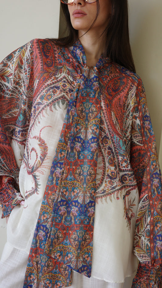 חליפת מכנס עניבה סאן סיטי | שמנת/חמרה