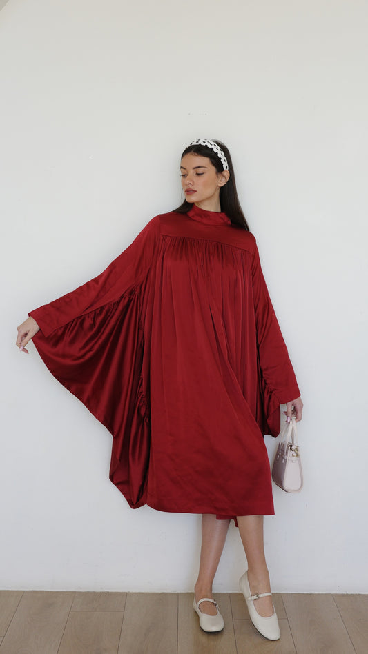 שמלת מידי אוברסייז עטלף פיור שאנל |בורדו