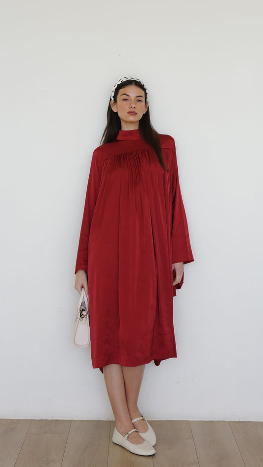 שמלת מידי אוברסייז עטלף פיור שאנל |בורדו