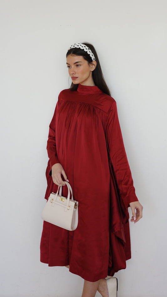שמלת מידי אוברסייז עטלף פיור שאנל |בורדו