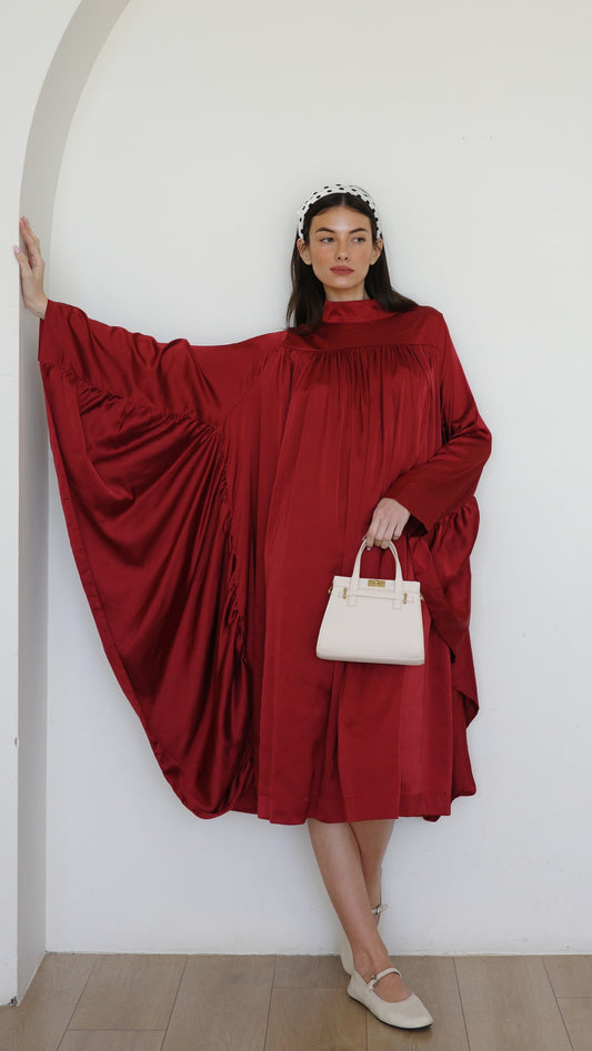 שמלת מידי אוברסייז עטלף פיור שאנל |בורדו