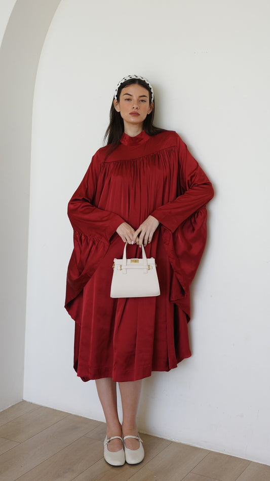 שמלת מידי אוברסייז עטלף פיור שאנל |בורדו