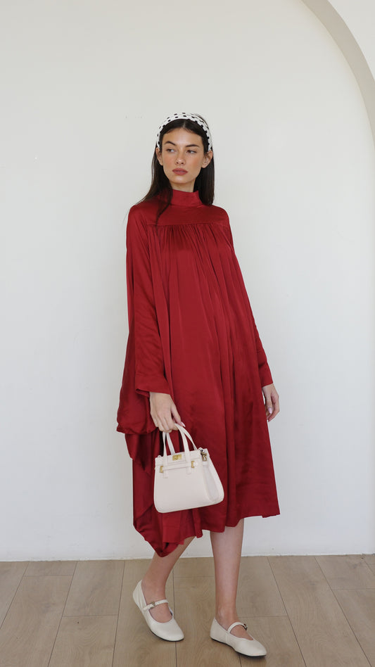 שמלת מידי אוברסייז עטלף פיור שאנל |בורדו