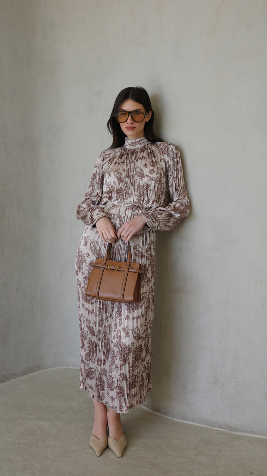 שמלת מידי פליסה קנדרה |בז