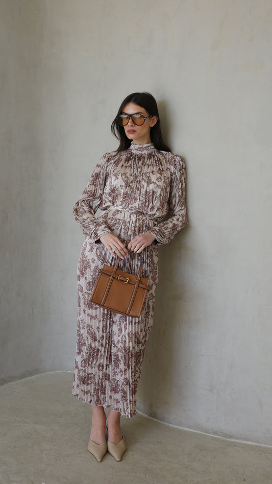 שמלת מידי פליסה קנדרה |בז