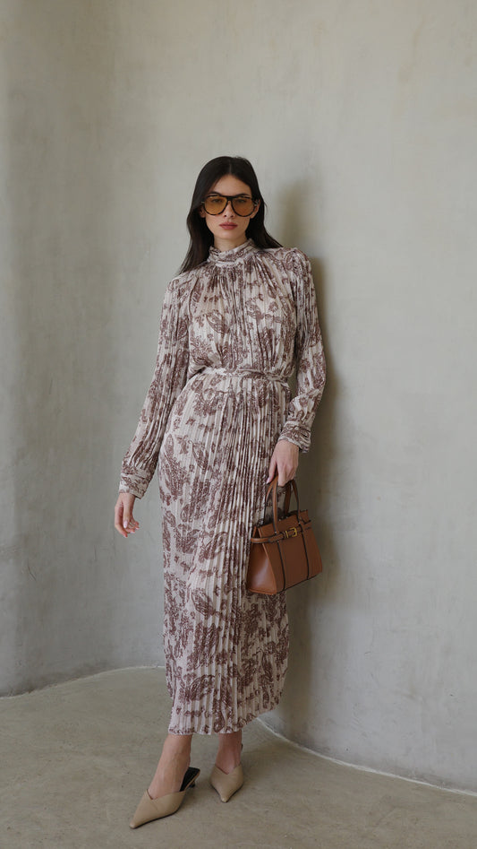 שמלת מידי פליסה קנדרה |בז