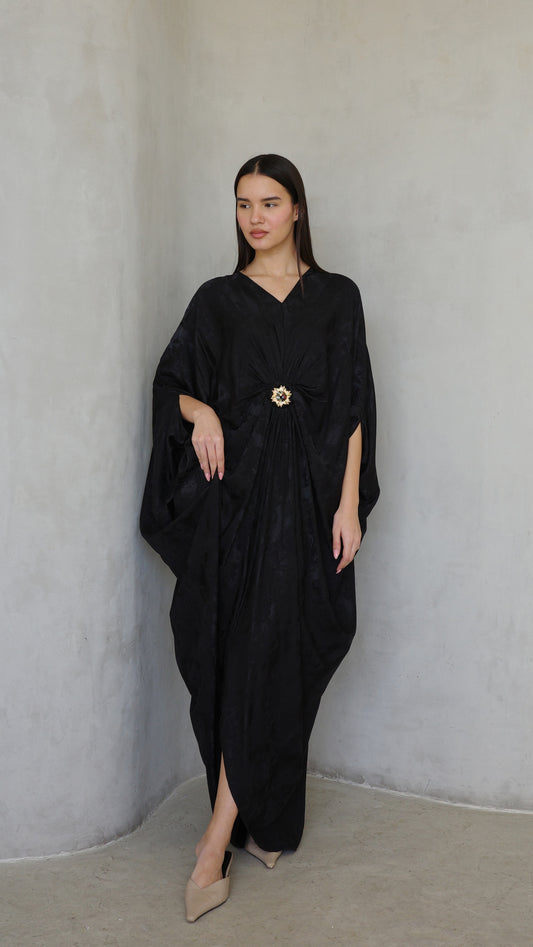 שמלת עטלף כיווצים אבזם פירנצה | שחור