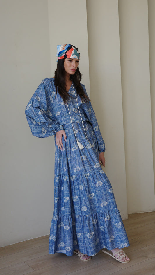גלביה קומות פונפונים פיזלי | כחול גינס