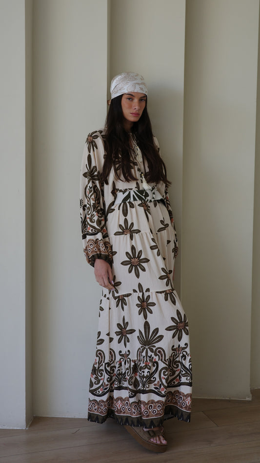 גלביה קומות פונפונים מאלדיב | שמנת/ירוק