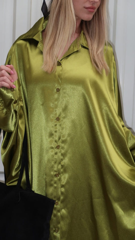 שמלת אוברסייז עטלף קנדל | ירוק