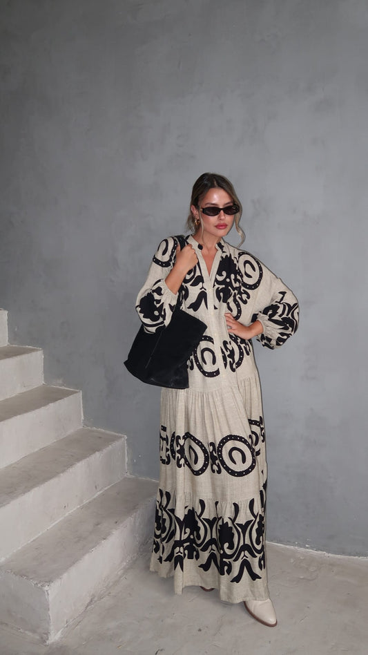 גלביה קומות כפתורים אליאנה | בז/שחור