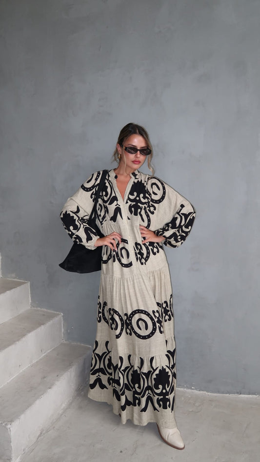 גלביה קומות כפתורים אליאנה | בז/שחור