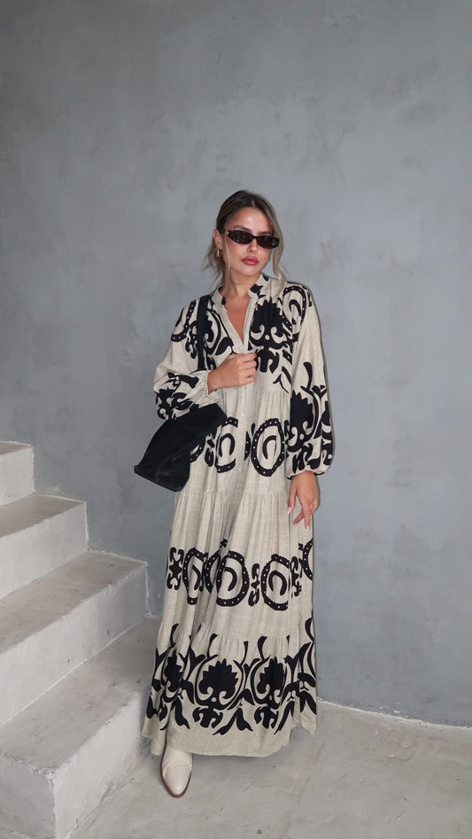 גלביה קומות כפתורים אליאנה | בז/שחור