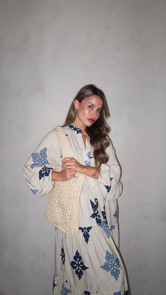 גלביה קומות כפתורים נטליה | כחול