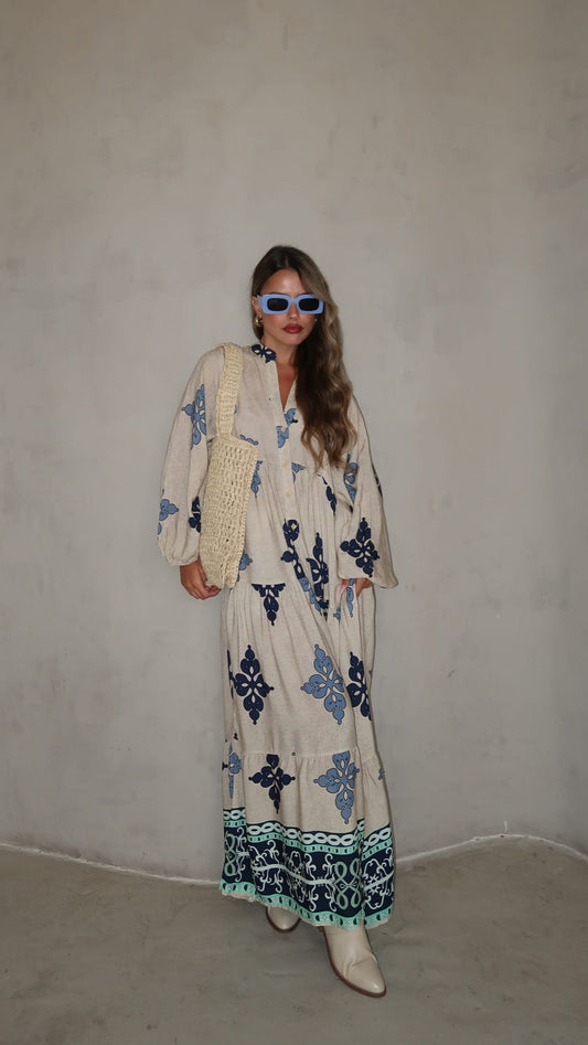 גלביה קומות כפתורים נטליה | כחול