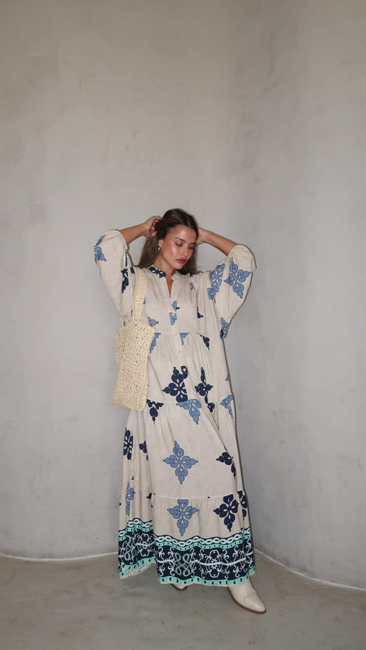 גלביה קומות כפתורים נטליה | כחול