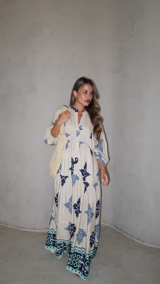 גלביה קומות כפתורים נטליה | כחול