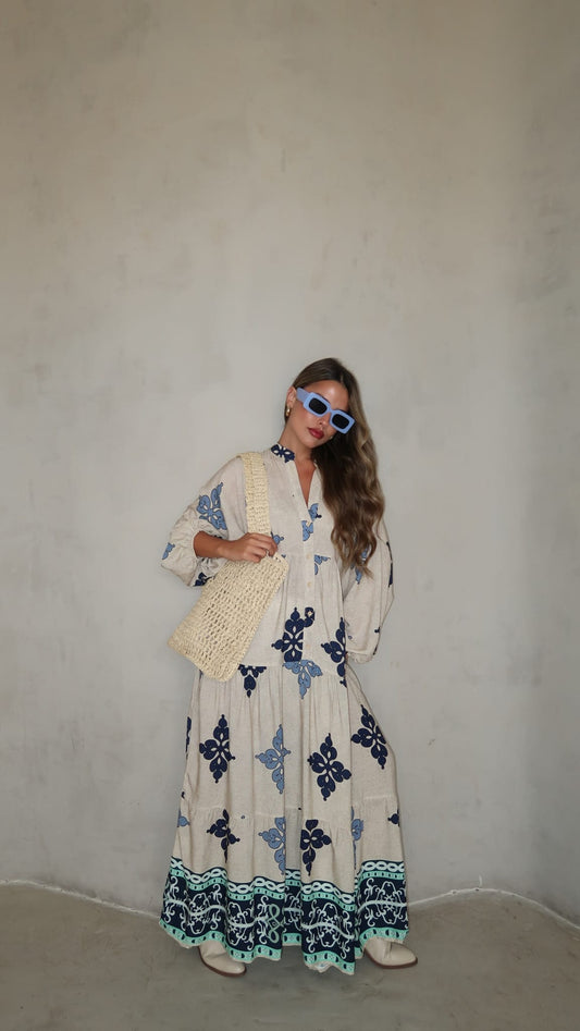 גלביה קומות כפתורים נטליה | כחול