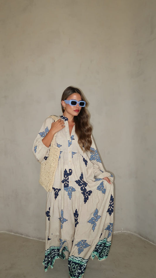 גלביה קומות כפתורים נטליה | כחול