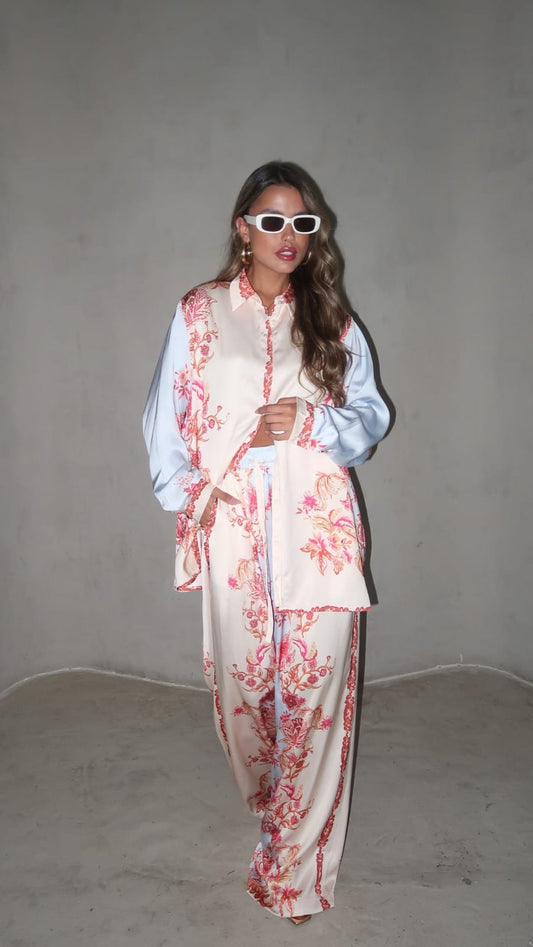 חליפת מכנס סנטה ברברה | בז/תכלת