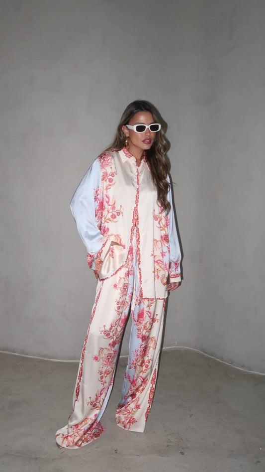 חליפת מכנס סנטה ברברה | בז/תכלת