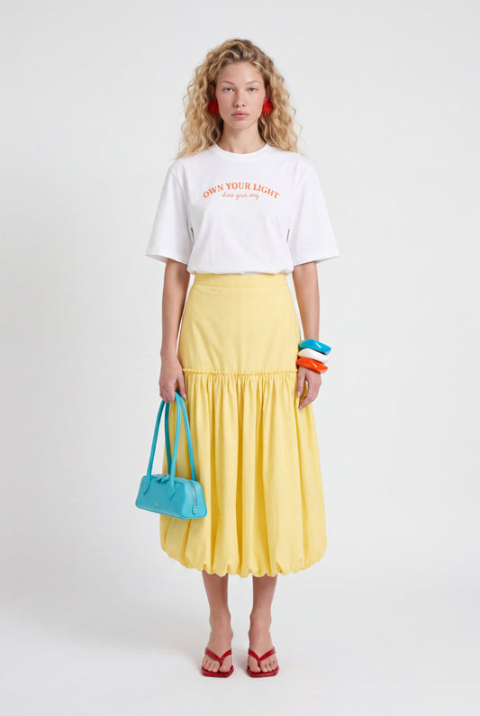ÉLOISE BALLOON MIDI SKIRT - צהוב חמאה