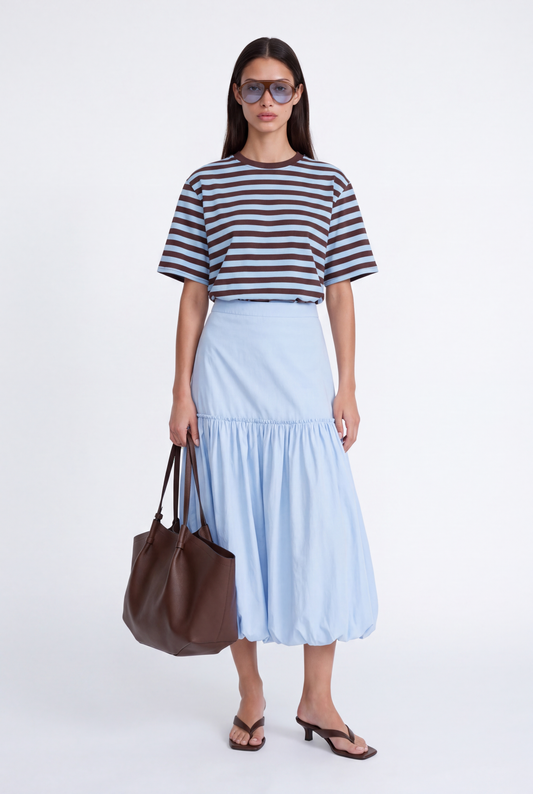 ÉLOISE BALLOON MIDI SKIRT - תכלת