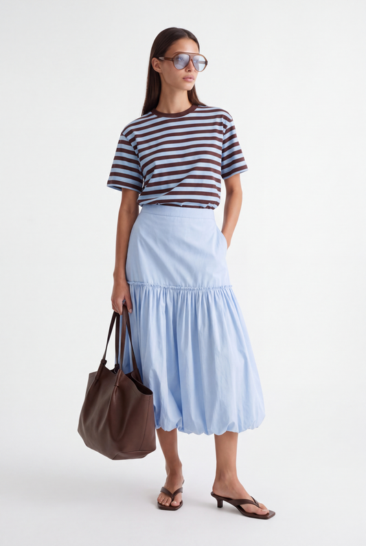ÉLOISE BALLOON MIDI SKIRT - תכלת